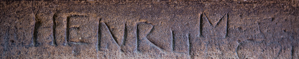 Henry Moore's name carved into the Old School window frame