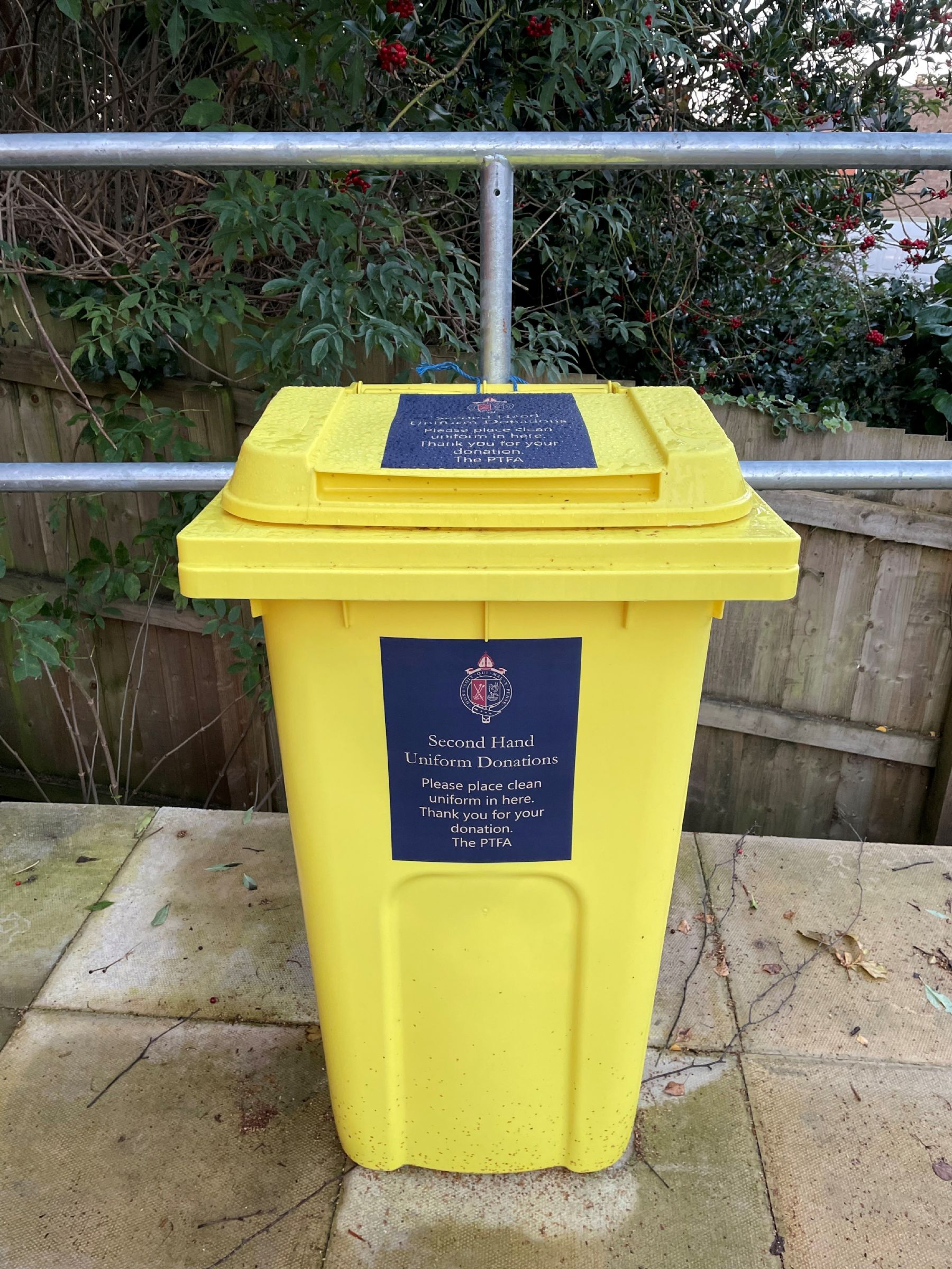 The PTFA yellow uniform bin